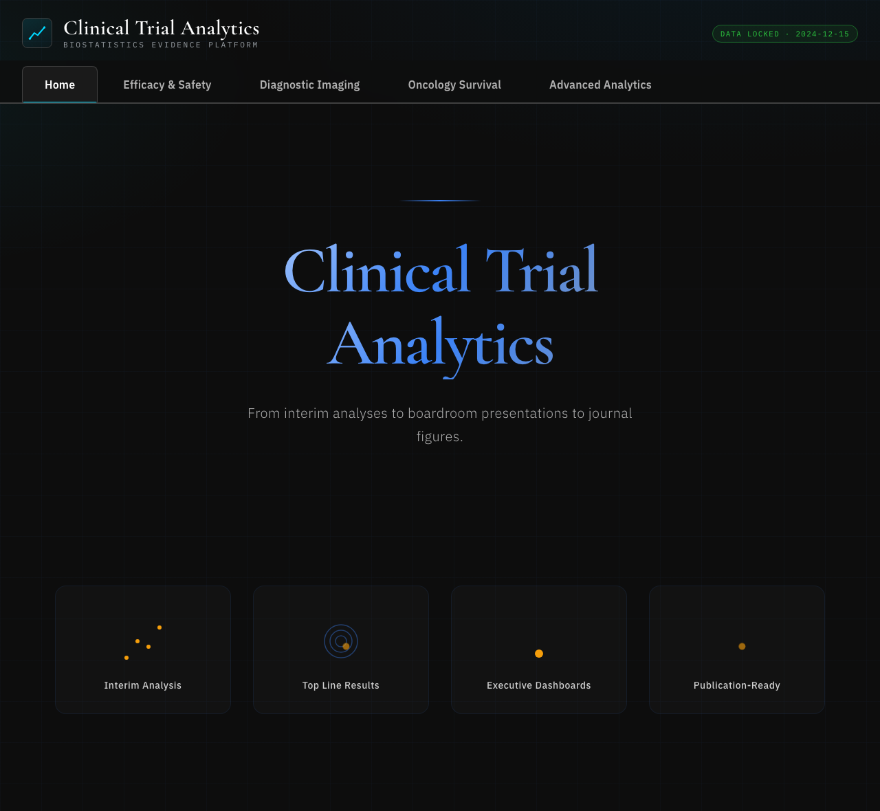 Screenshot of the clinical trial analytics demo